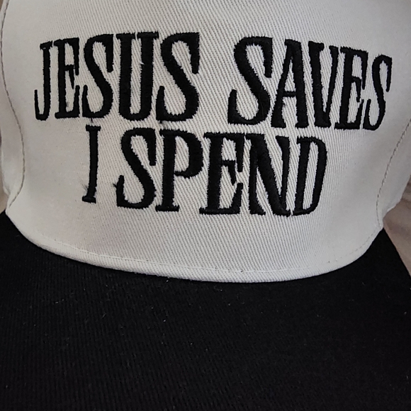 NEW Jesus Saves I Spend” Embroidered Cap Adjustable - Picture 3 of 3